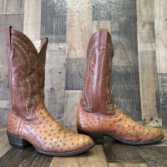 Dan Post Vintage Full Quill Ostrich Western Cowboy Boots Mens 9.5 D - Picture 5 of 12